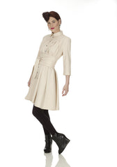 Pleat Neck Shirt Dress w/belt