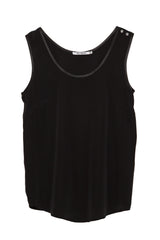 Outsider Silk Tank Top with Crystal Buttons
