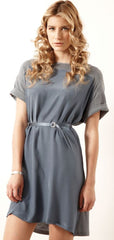 Oversized "T" Dress with belt - Blue
