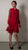 Outsider Silk Shirt Dress with georgette sleeves - Red