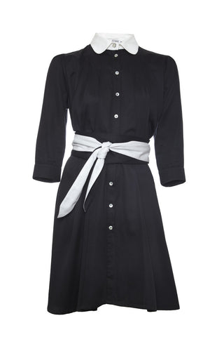 Outsider Monochrome Shirt Dress with Obi belt