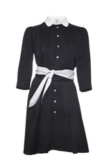 Outsider Monochrome Shirt Dress with Obi belt