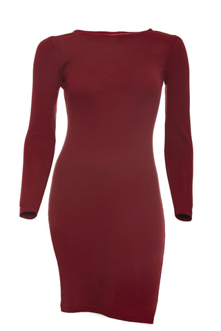 Outsider Long Sleeve Merino Pencil Dress - Red