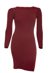 Outsider Long Sleeve Merino Pencil Dress - Red