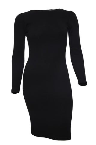 Outsider Long Sleeve Merino Pencil Dress - Black