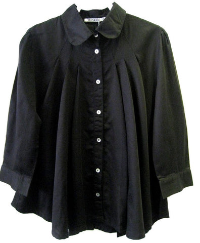 Black Pleat Neck Blouse