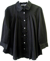 Black Pleat Neck Blouse